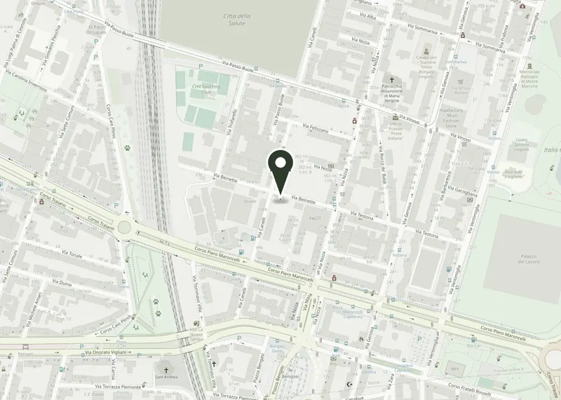 Mappa della zona: Nuvola Apartments in Via Beinette 9, quartiere Nizza Millefonti, Torino